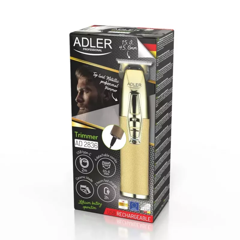 Adler AD 2836G baardtrimmer batterij 0,9 6 mm goud