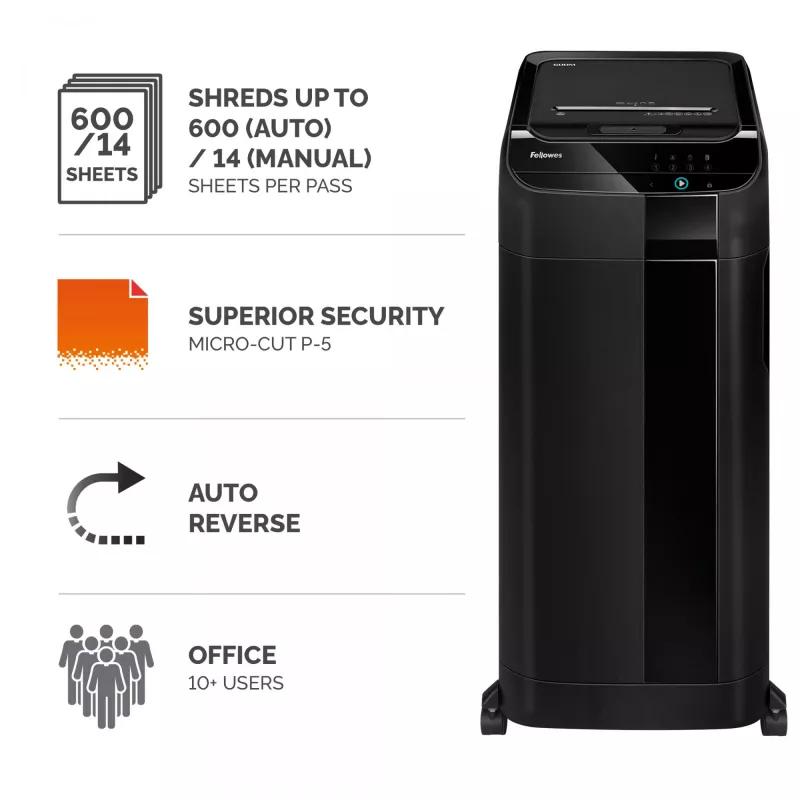 Fellowes AutoMax 600M papierversnipperaar microsnede 60 dB 23 cm zwart