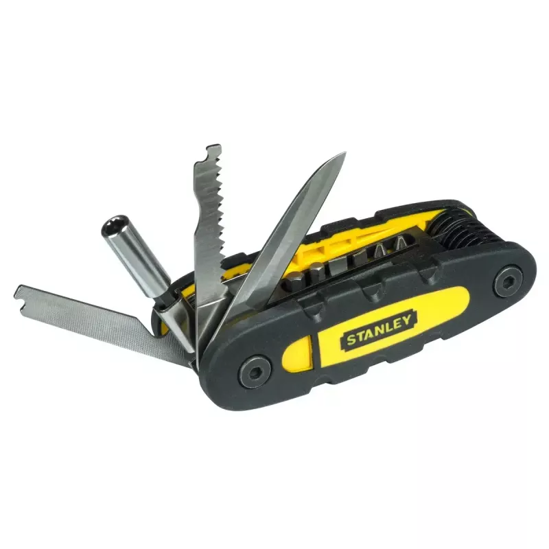 Multitool STANLEY 14-in-1 opvouwbaar vergrendelingsgereedschap, zwart/geel, 14 functies