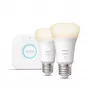 Philips Hue White startset: 2 E27 slimme lampen (1100), slimme verlichtingsset, Bluetooth/Zigbee, wit, LED, E27, A60