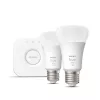 Philips Hue White startset: 2 E27 slimme lampen (1100), slimme verlichtingsset, Bluetooth/Zigbee, wit, LED, E27, A60