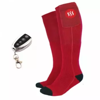 Glovii GQ3L sportsokken L, unisex verwarmde katoenen sokken met geïntegreerd verwarmingselement, temperatuurregeling, rood
