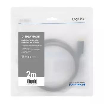Videokabel-adapter LogiLink CV0130 1 m DisplayPort DVI zwart