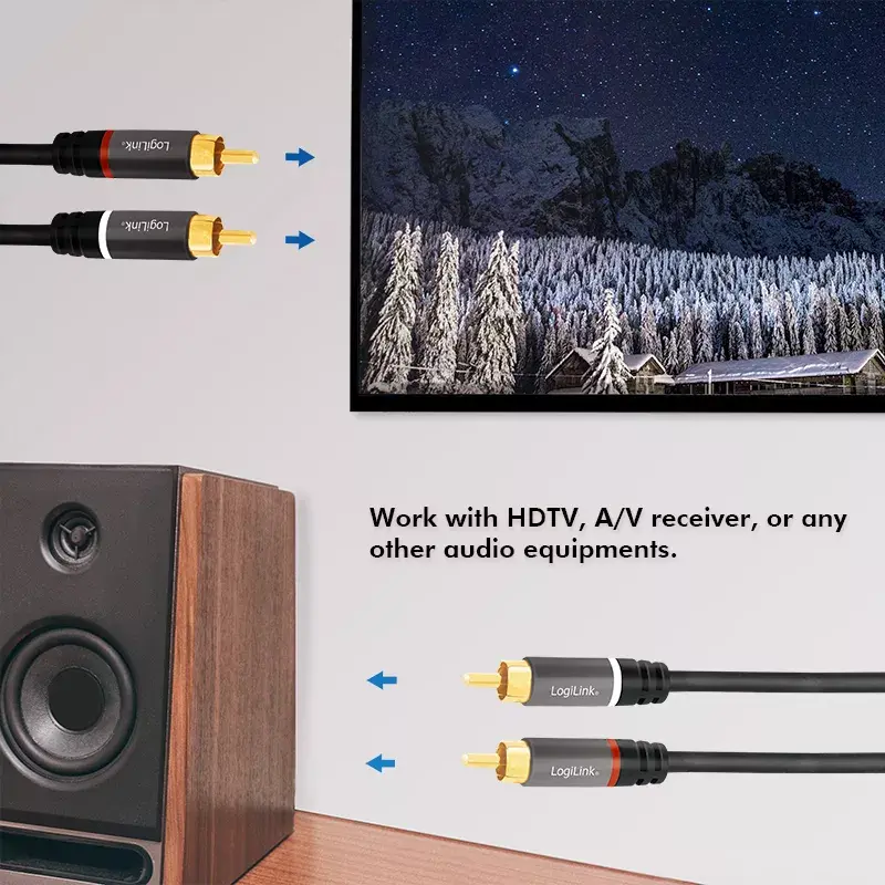 Audiokabel LogiLink CA1208 7,5 m 2 x cinch zwart