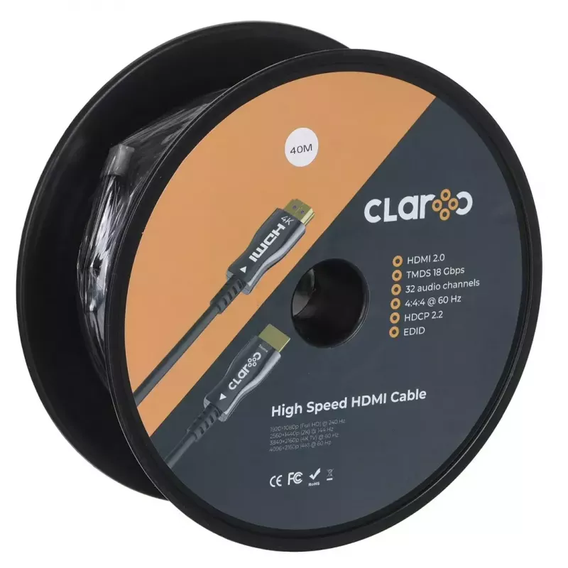 claroc FEN-HDMI-20-40M, glasvezel-HDMI-kabel, actieve optische kabel (AOC) HDMI 2.0, 4K, 40 m