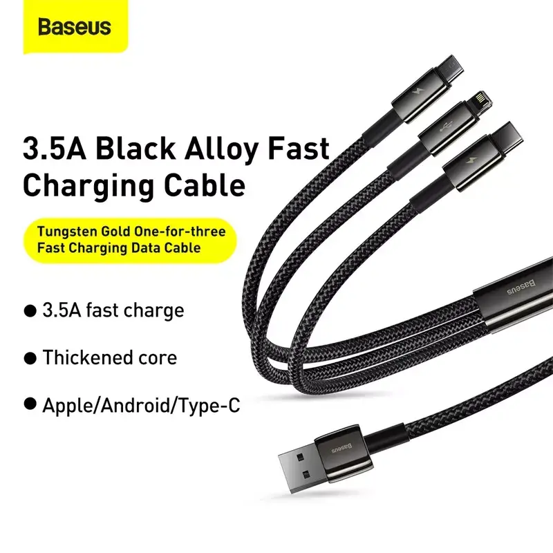 3-in-1 USB-kabel Baseus Tungsten Gold CAMLTWJ-01