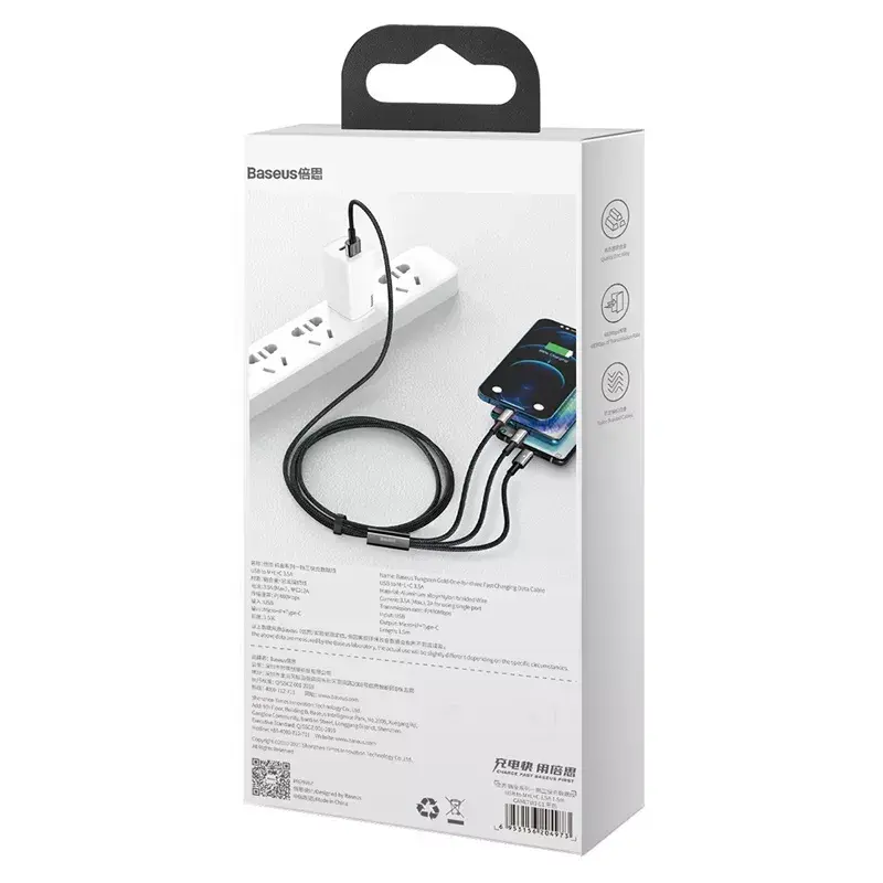 3-in-1 USB-kabel Baseus Tungsten Gold CAMLTWJ-01