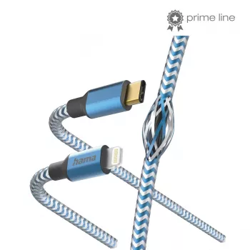 Hama Reflective kabel 1,5 m blauw Lightning naar USB-C 3 A