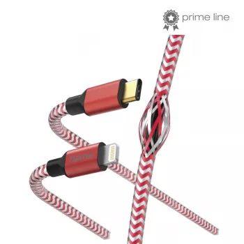 Hama Reflective kabel 1,5 m rood Lightning naar USB-C 3 A