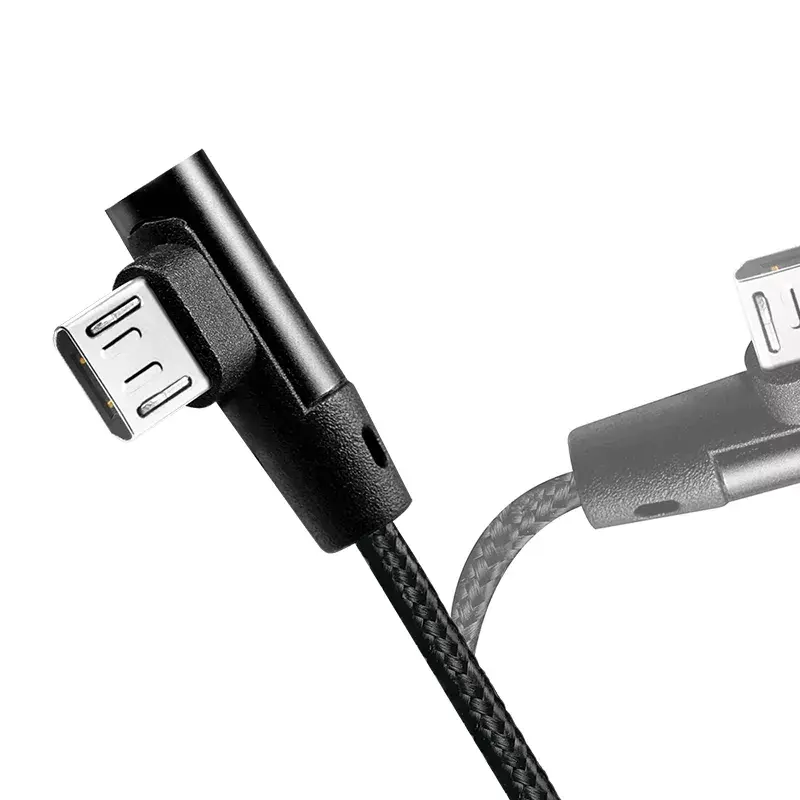 LogiLink CU0142 USB 2.0-kabel, USB-A naar Micro-USB B (haaks 90°), gevlochten, 1 m, zwart