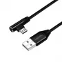 LogiLink CU0142 USB 2.0-kabel, USB-A naar Micro-USB B (haaks 90°), gevlochten, 1 m, zwart