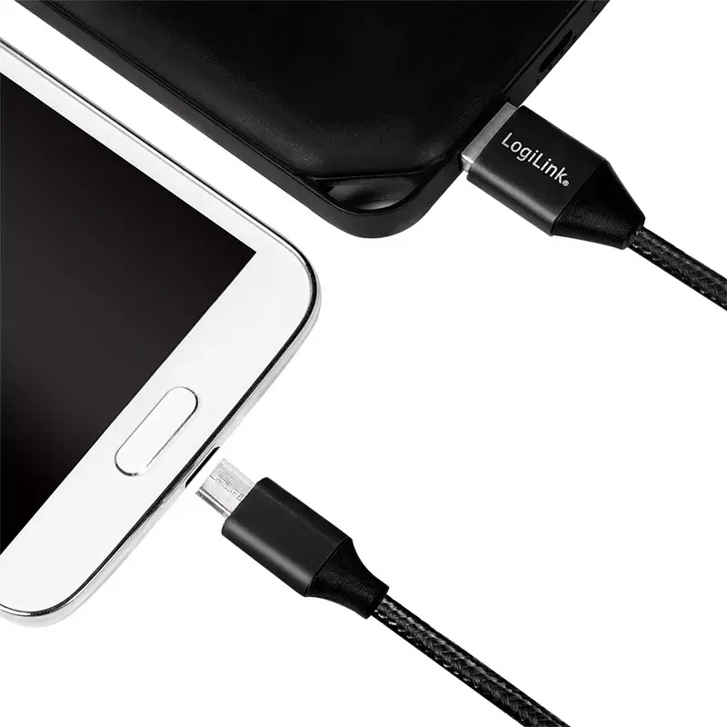 USB-kabel LogiLink CU0143 USB 2.0 0,3 m USB A Micro-USB B zwart
