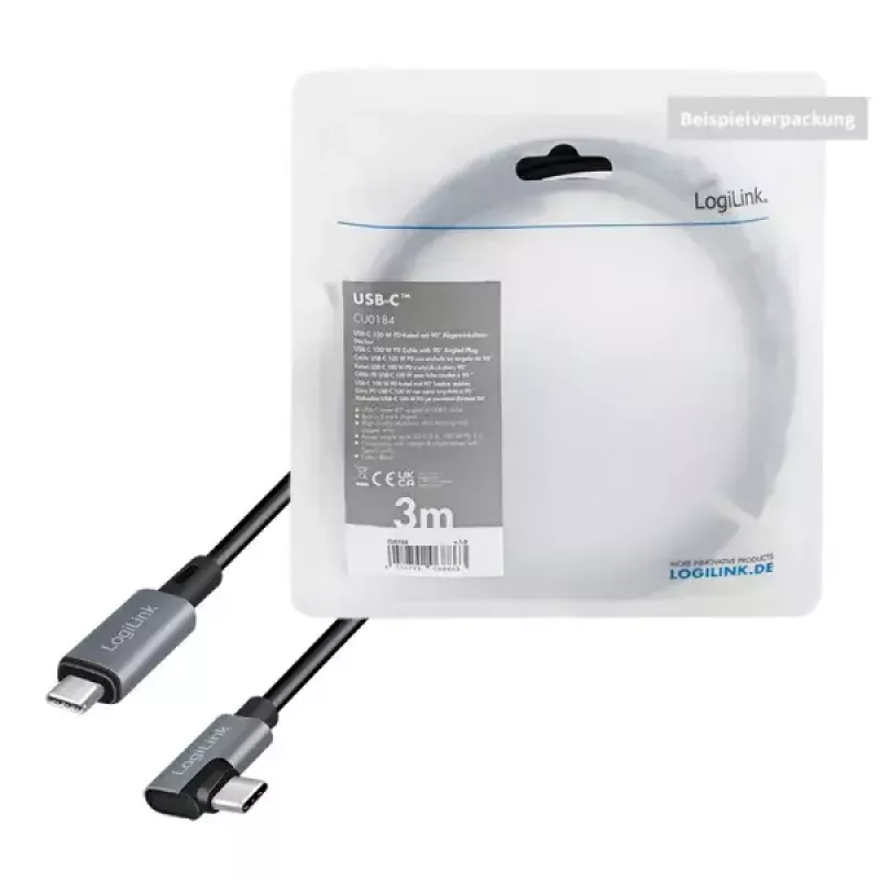 USB-kabel LogiLink CU0183 2m USB-C zwart zilver USB 2.0