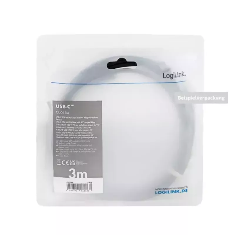 USB-kabel LogiLink CU0183 2m USB-C zwart zilver USB 2.0