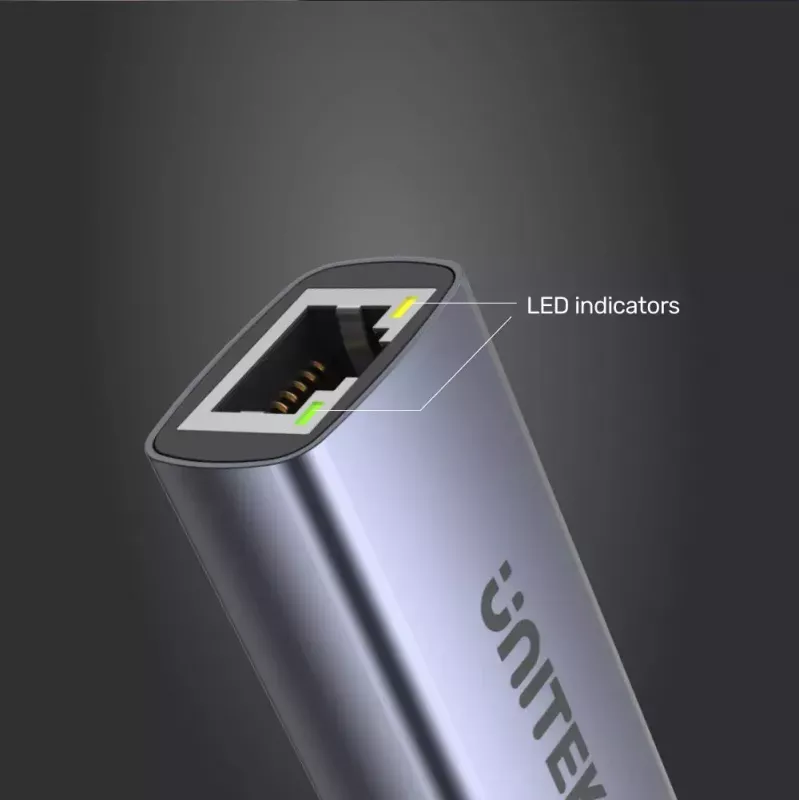 Unitek U1323A USB-C naar RJ45 Gigabit Ethernet-adapter, PD 100 W