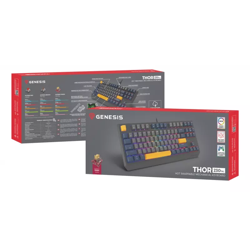 GENESIS Thor 230 TKL toetsenbord gaming USB QWERTY Engels blauw
