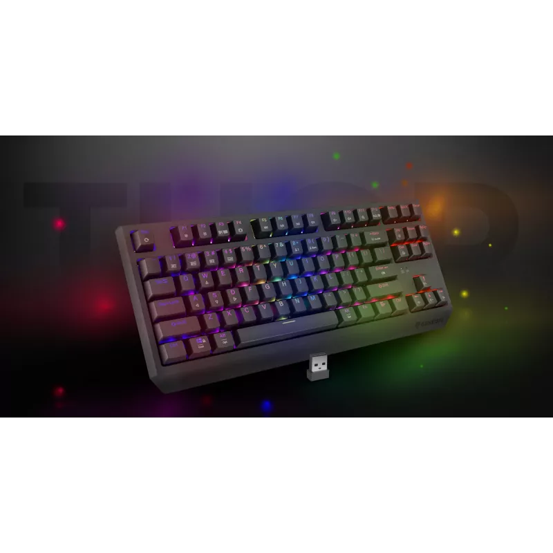 Mechanisch tenkeyless gaming-toetsenbord GENESIS Thor 230 TKL — USB, RF draadloos, Bluetooth, 87-toetsen QWERTY, grijs