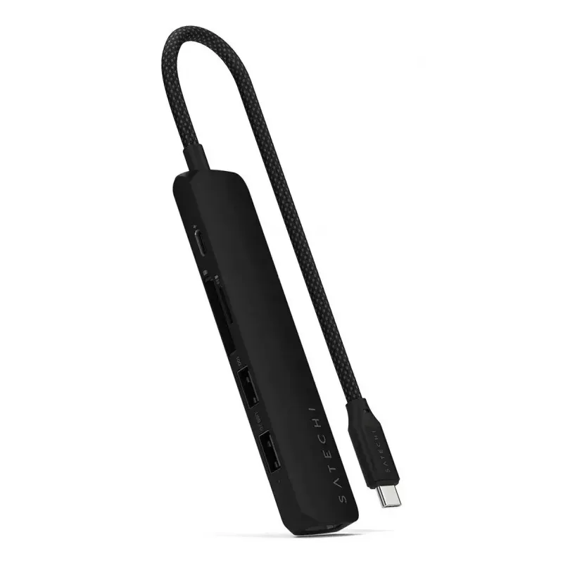 Satechi ST-P6SK 6-in-1 slanke USB-C-multiporthub: USB-C, 2x USB-A, 4K HDMI, micro/SD-kaartlezer