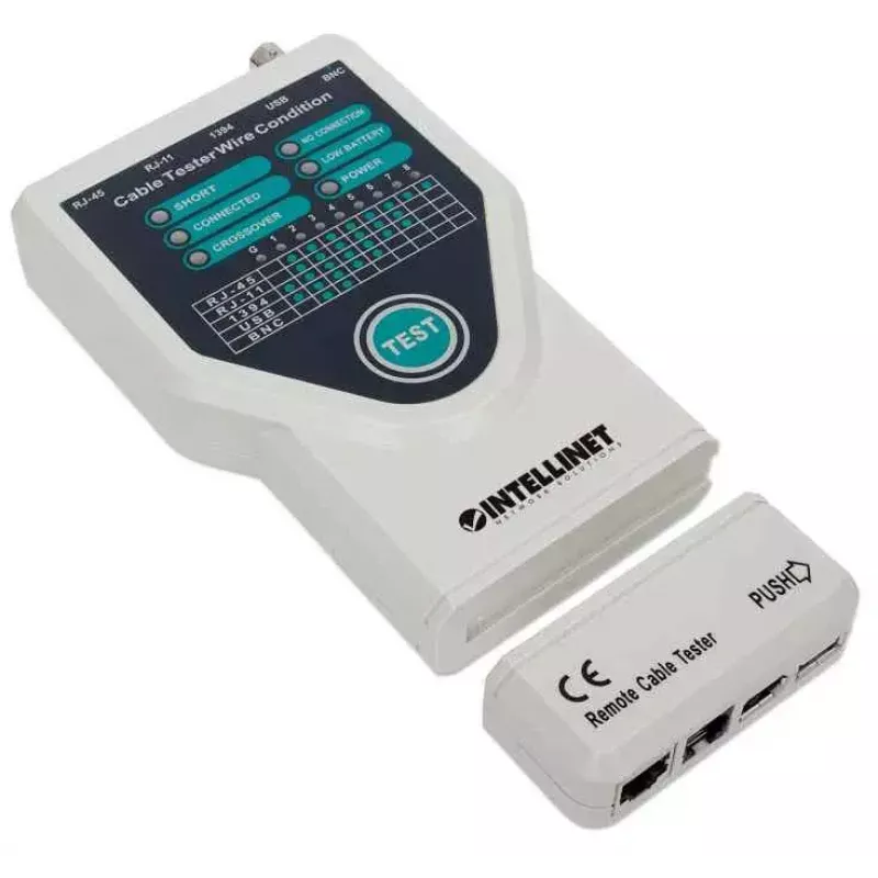 Intellinet 5-in-1 kabeltester, test 5 gangbare netwerk-RJ45- en computerkabels