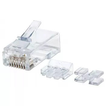Intellinet RJ45 modulaire stekker Pro Line, Cat6A, UTP, 3-tands, voor massieve draad, 50 µ vergulde contacten, 80-pack