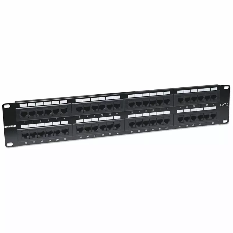 Intellinet patchpanel, Cat6, UTP, 48-poorts, 2U, zwart