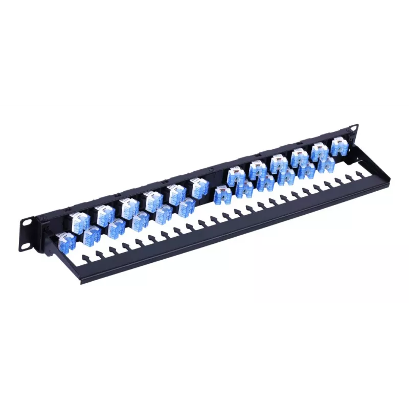 Techly UTP patchpanel 24 plaatsen RJ45 Cat.6A schuine uitgang 1U zwart