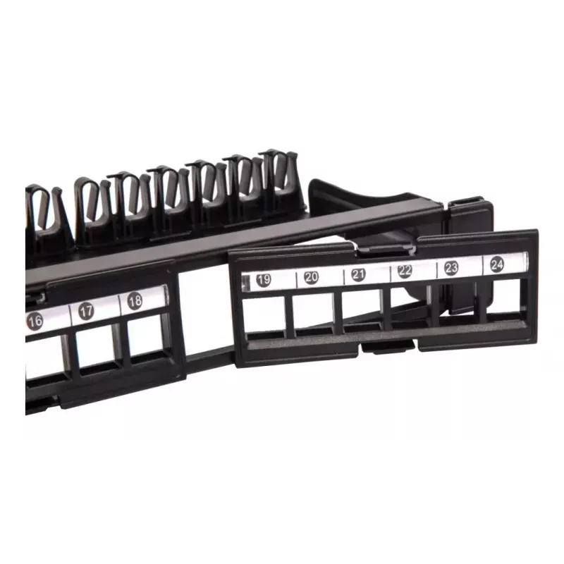 Techly modulair patchpanel 24 plaatsen UTP met uitneembare modules 1HE zwart