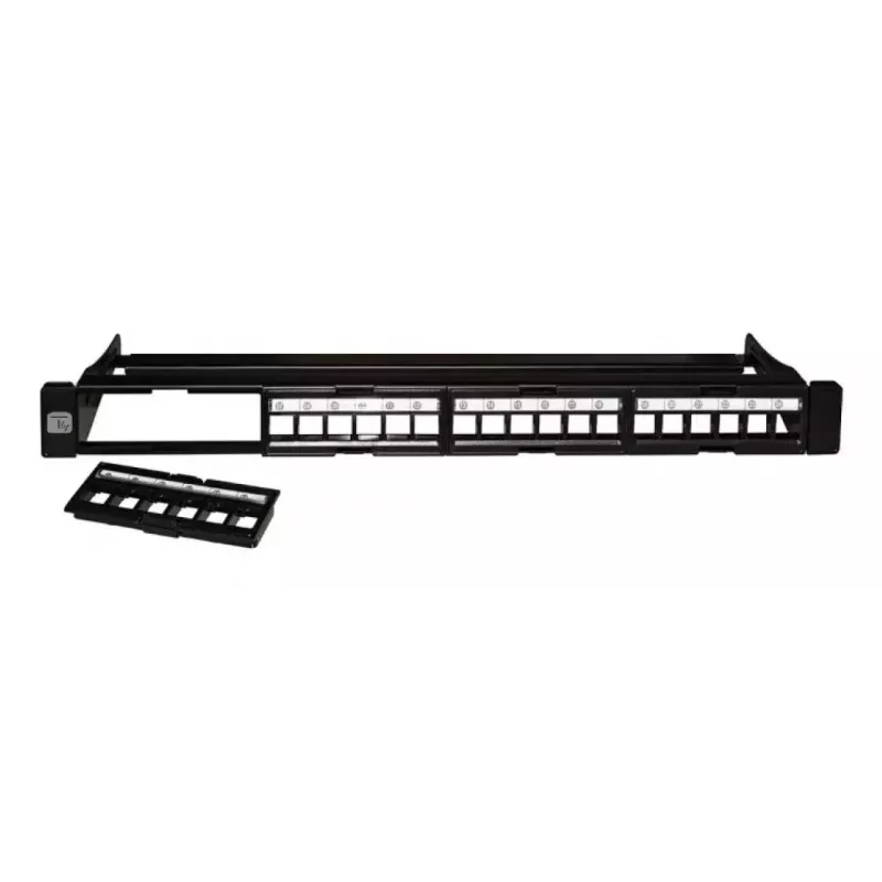 Techly modulair patchpanel 24 plaatsen UTP met uitneembare modules 1HE zwart