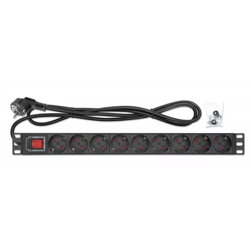 Intellinet 19 inch 1U rackmount 9-voudig PDU 16A aan/uit 2m netkabel