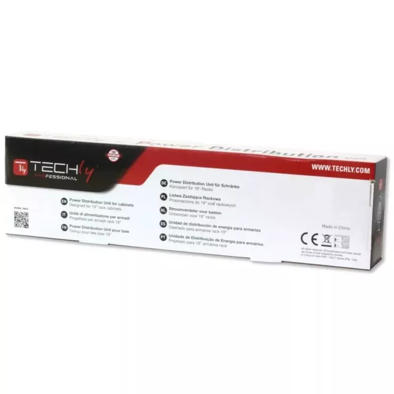 Techly I-CASE STRIP-16SH stekkerdoos (PDU) 6 AC-uitgangen 1.5HE zwart, zilver