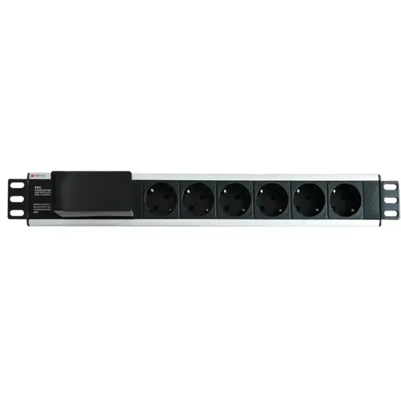 Techly I-CASE STRIP-16SH stekkerdoos (PDU) 6 AC-uitgangen 1.5HE zwart, zilver