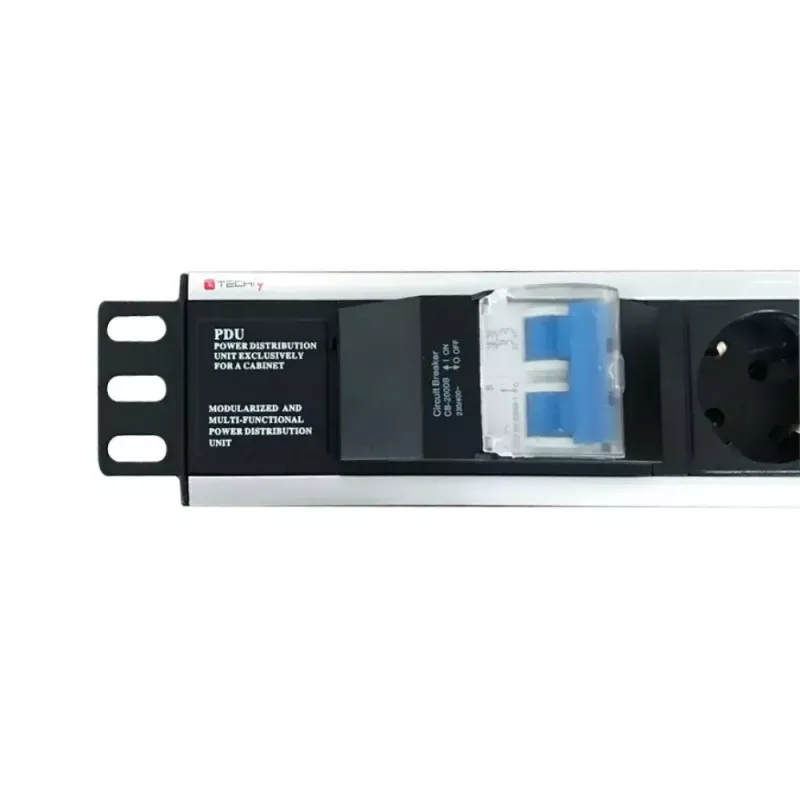 Techly I-CASE STRIP-16SH stekkerdoos (PDU) 6 AC-uitgangen 1.5HE zwart, zilver