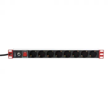 Techly rack 19 inch stekkerdoos 8 uitgangen Schuko-stekker, power bar, zwart, 1,05 kg