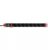 Techly 106893 19-inch 1U rack-PDU stekkerdoos, 8x Schuko, 250 V/16 A, 3500 W, 3 m kabel, aluminium, zwart