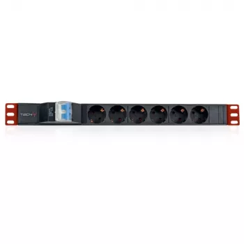 Techly I-CASE STRIP-61UD power distribution unit (PDU) 6 AC-uitgang(en) 1U zwart, rood