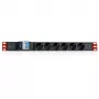 Techly I-CASE STRIP-61UD power distribution unit (PDU) 6 AC-uitgang(en) 1U zwart, rood