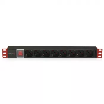 Techly I-CASE STRIP-18C20 stroomverdeeleenheid (PDU) 8 AC-uitgang(en) 1U zwart, rood