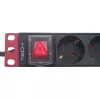 Stekkerdoos Techly 9-voudig 19 inch rack Schuko-stekker schakelaar 1HE zwart rood
