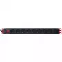 Stekkerdoos Techly 9-voudig 19 inch rack Schuko-stekker schakelaar 1HE zwart rood