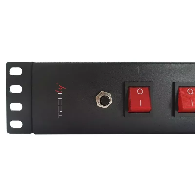 Techly 8-voudig 19 inch rack power strip met 8 aan/uit-schakelaars 1,5HE