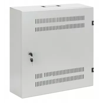 Intellinet low-profile 19 inch wandbehuizing met 4U horizontale en 2U verticale rails – slanke, ruimtebesparende behuizing met slechts 170 mm diepte, ideaal voor AV-, multimedia- en bewakingstoepassingen, gemonteerd, grijs RAL 7035