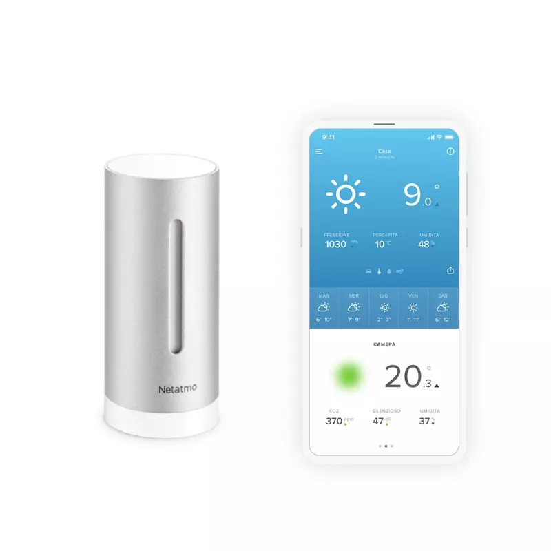 Netatmo extra slimme binnenmodule, draadloos, 0,3°, 3%, duraluminium, aluminium, AAA
