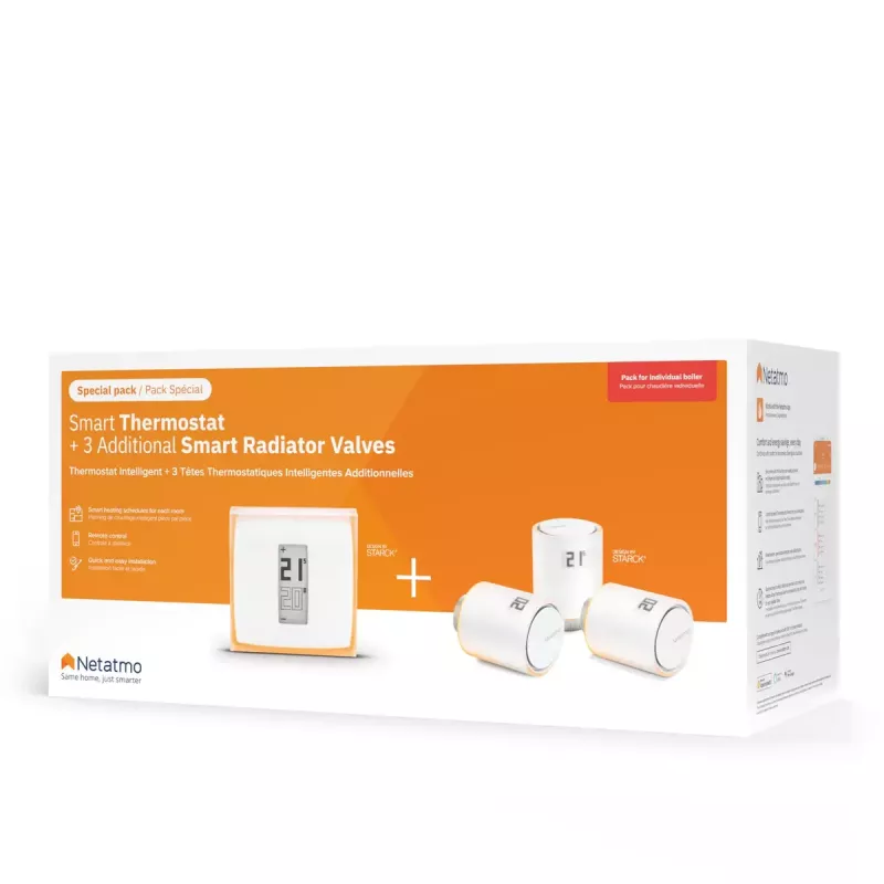 Netatmo Pack: Smart Thermostat + 3 extra slimme radiatorknoppen