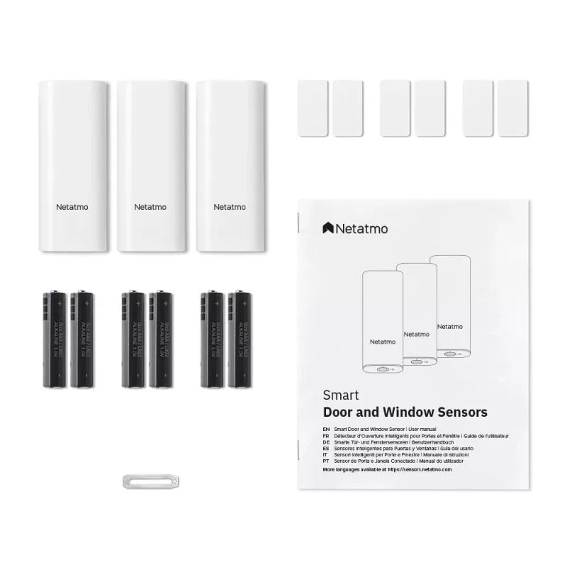 Deur-/raamsensor Netatmo DTG-EC draadloos weerbestendig 3 V (2×AAA), bereik 80 m, wit, set van 3 stuks