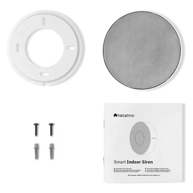 Draadloze sirene Netatmo NA-NIS01 Indoor wit, 110 dB, USB-aansluiting, AA x4, 130×35×130 mm