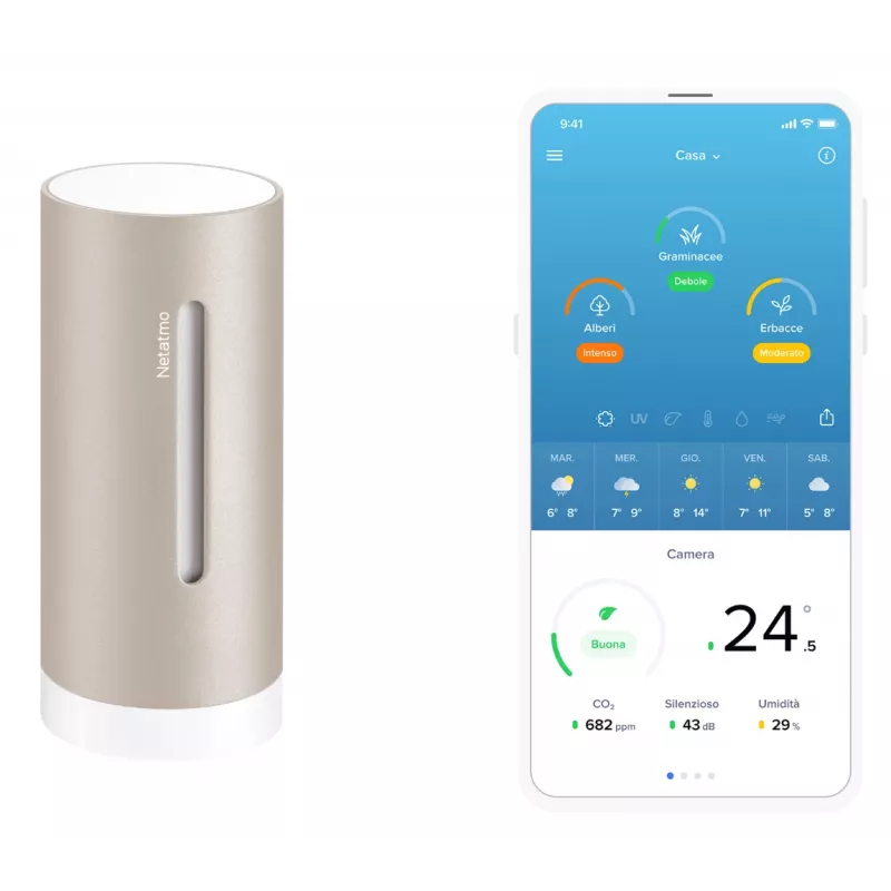 Digitaal weerstation Netatmo NIM-S zand — binnenthermometer, hygrometer, luchtkwaliteit, batterijgevoed (AAA)