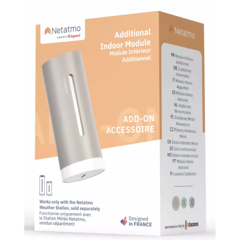 Digitaal weerstation Netatmo NIM-S zand — binnenthermometer, hygrometer, luchtkwaliteit, batterijgevoed (AAA)