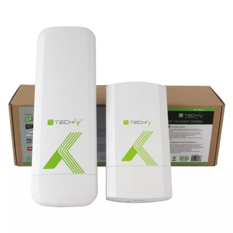 Techly I-WL-CPE880 (108439) outdoor CPE / toegangspunt / repeater, wifi 802.11n, 5,8 GHz, 15 dBi, 300 Mbps, Point-to-Point / Point-to-Multipoint-brug