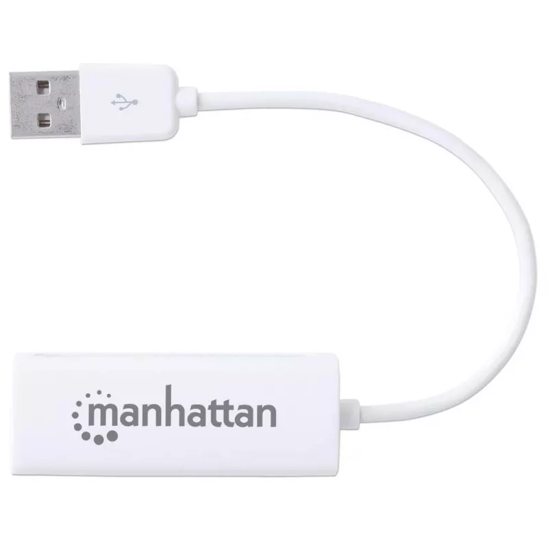 Manhattan 506731 USB 2.0-naar-Fast Ethernet-adapter, USB naar RJ45, 10/100 Mbps, wit