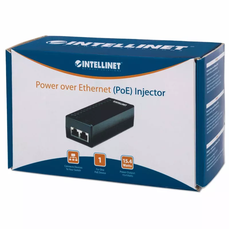 Intellinet Power over Ethernet (PoE)-injector, 1 poort, 48 V DC, IEEE 802.3af-compatibel